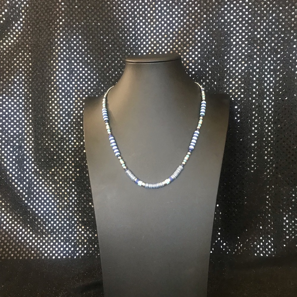 Navy blue, light blue and silver necklace